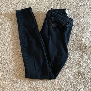 Current/Elliott Jet Black The Stiletto Velour Jeans Pant